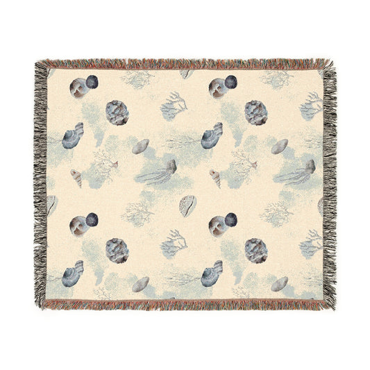 Water Coral and Shells Woven Blanket - miles to shore