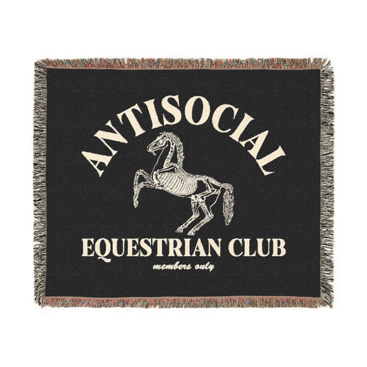 Antisocial Equestrian Club Skeleton Horse Woven Blanket - miles to shore