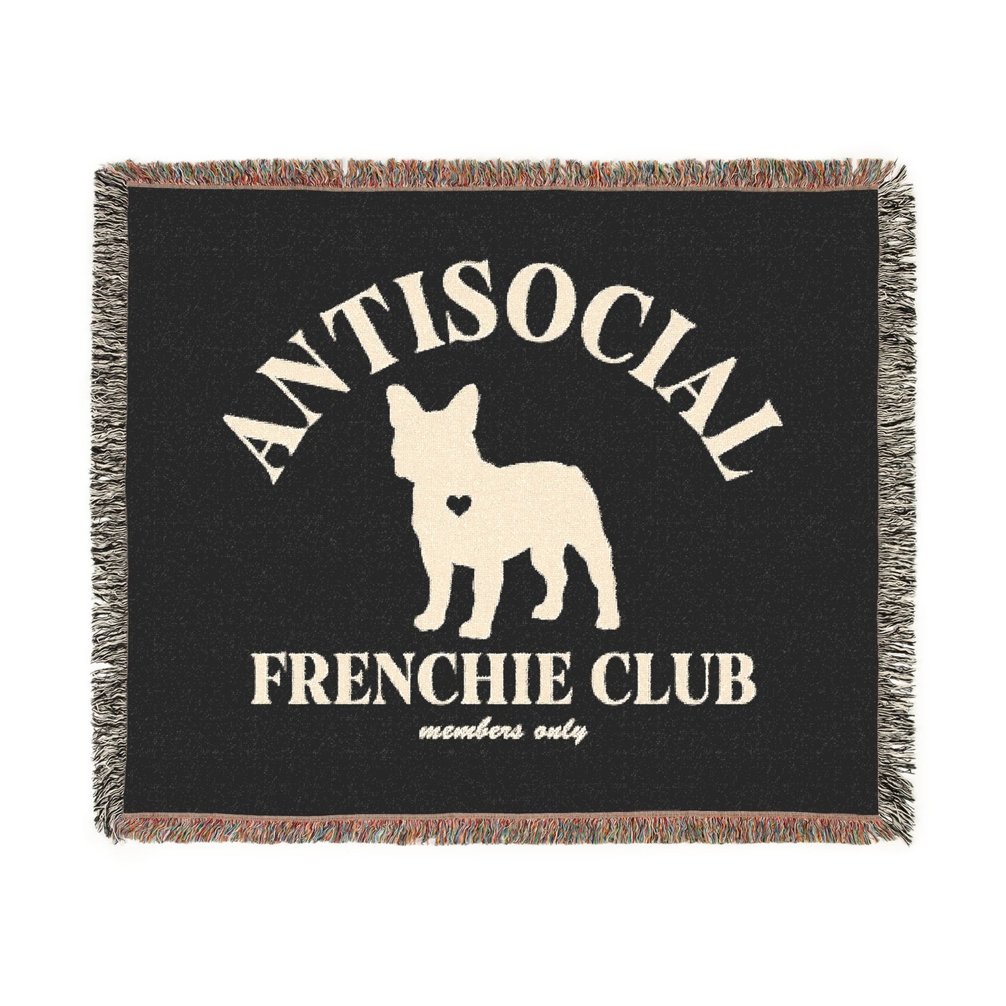 Antisocial Frenchie Club French Bulldog Woven Blanket