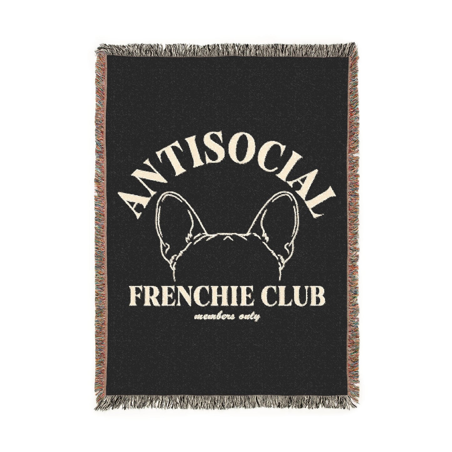 Antisocial Frenchie Club French Bulldog Ears Woven Blanket