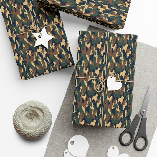 Brown Green Black Military Camo Gift Wrap Paper - miles to shore