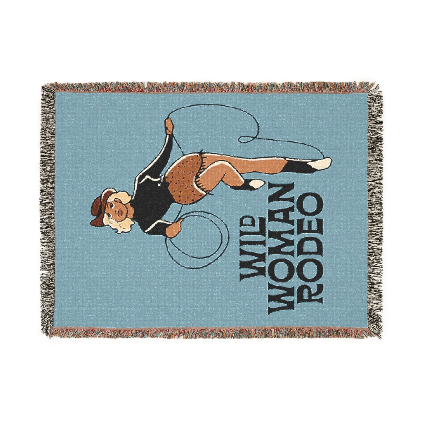 Wild Woman Rodeo Woven Blanket - Light Blue - miles to shore