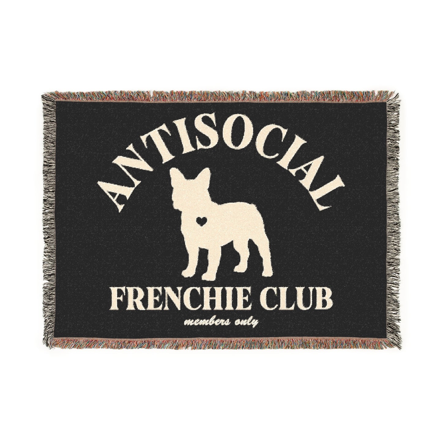 Antisocial Frenchie Club French Bulldog Woven Blanket