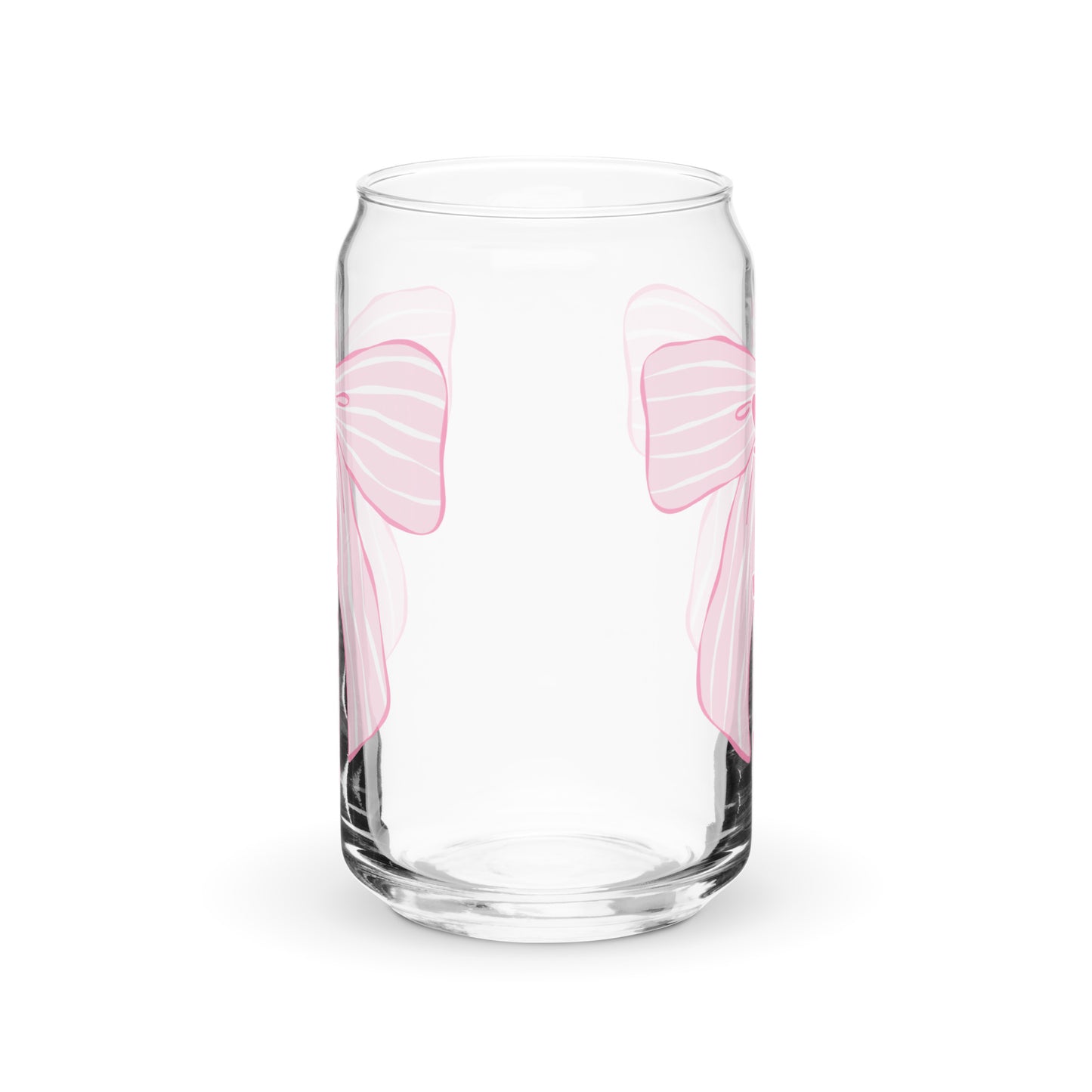 Charleston SC Pink Stripes Bow Glass Can - miles to shore