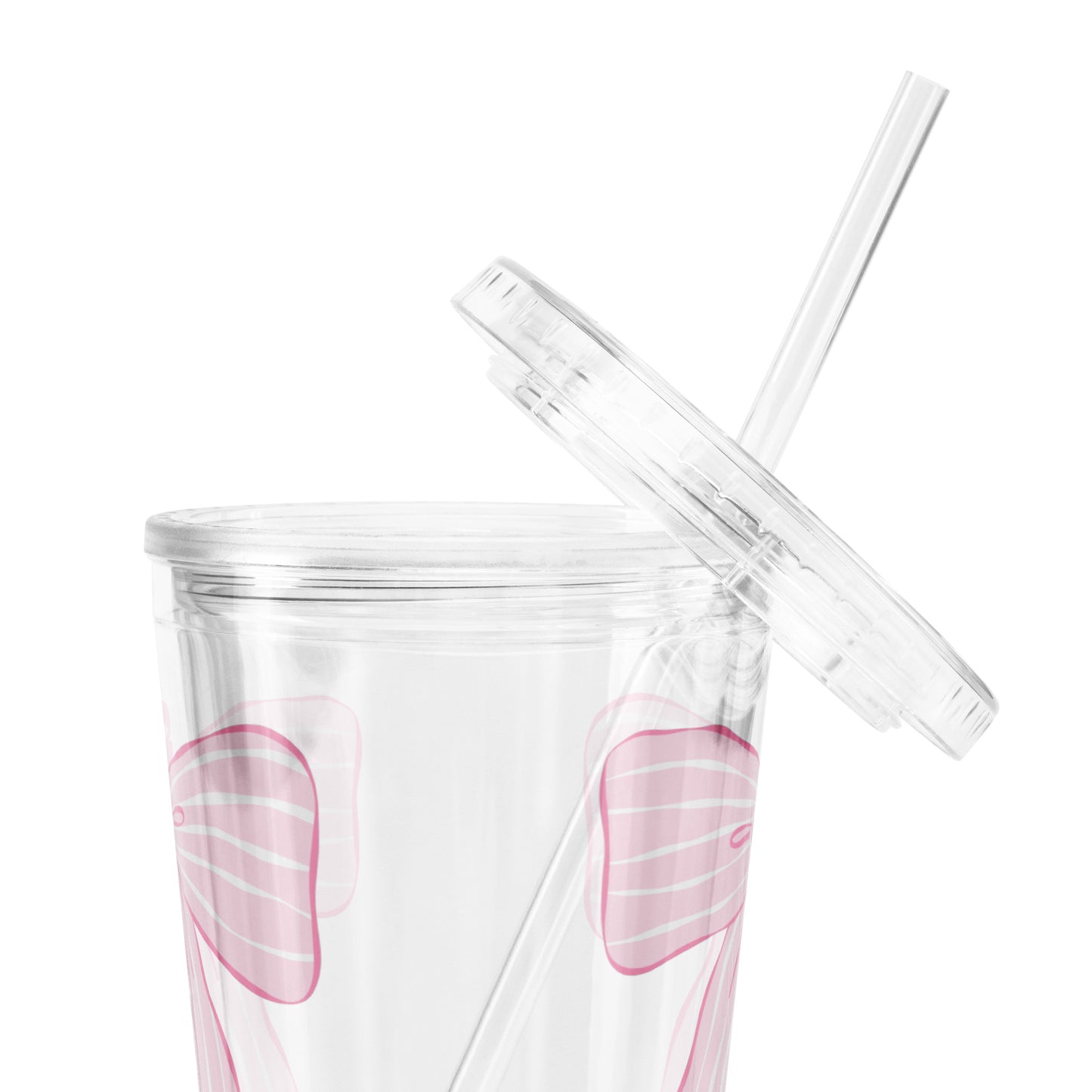 Charleston SC Pink Stripes Bow Clear Plastic Tumbler - miles to shore