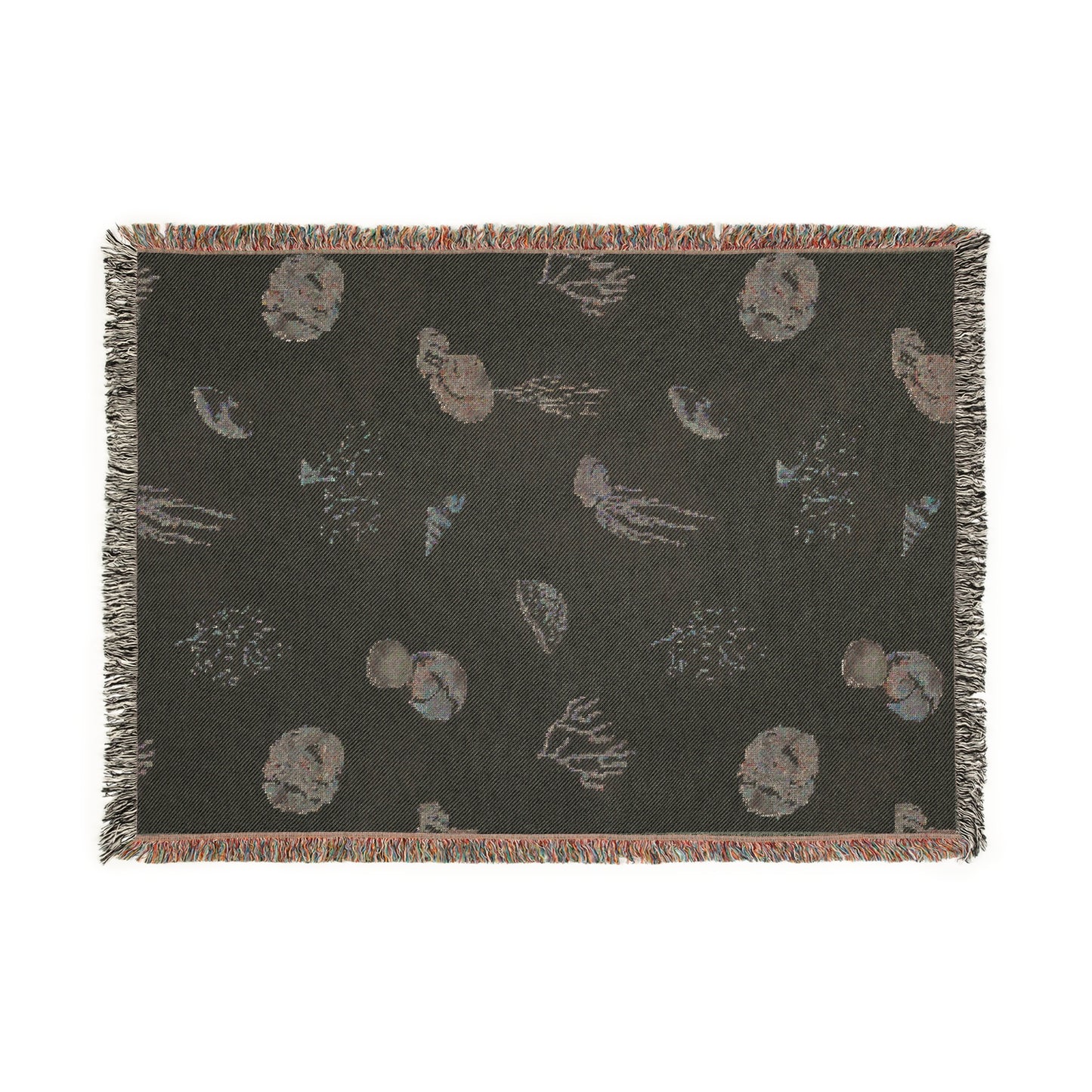 Water Coral and Shells Woven Blanket