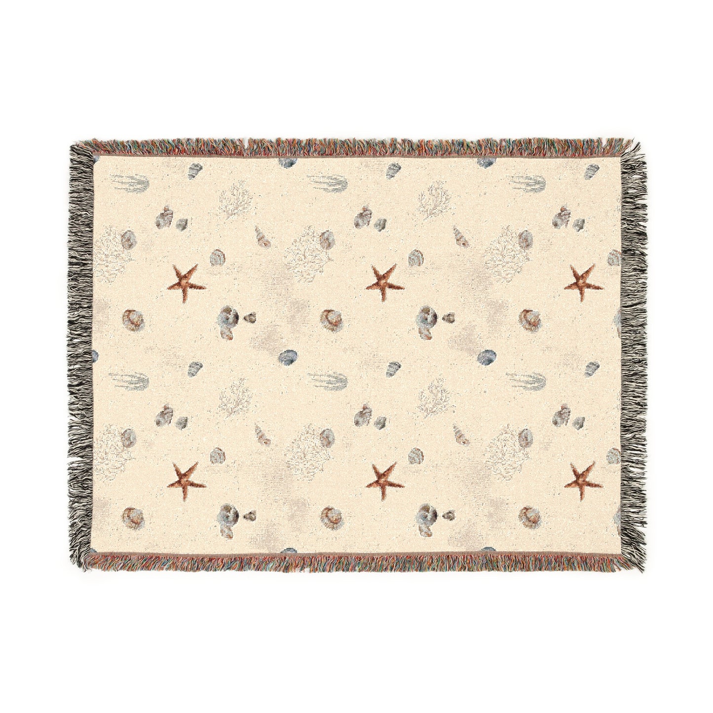 Sand Coral and Shells Woven Blanket