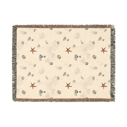 Sand Coral and Shells Woven Blanket