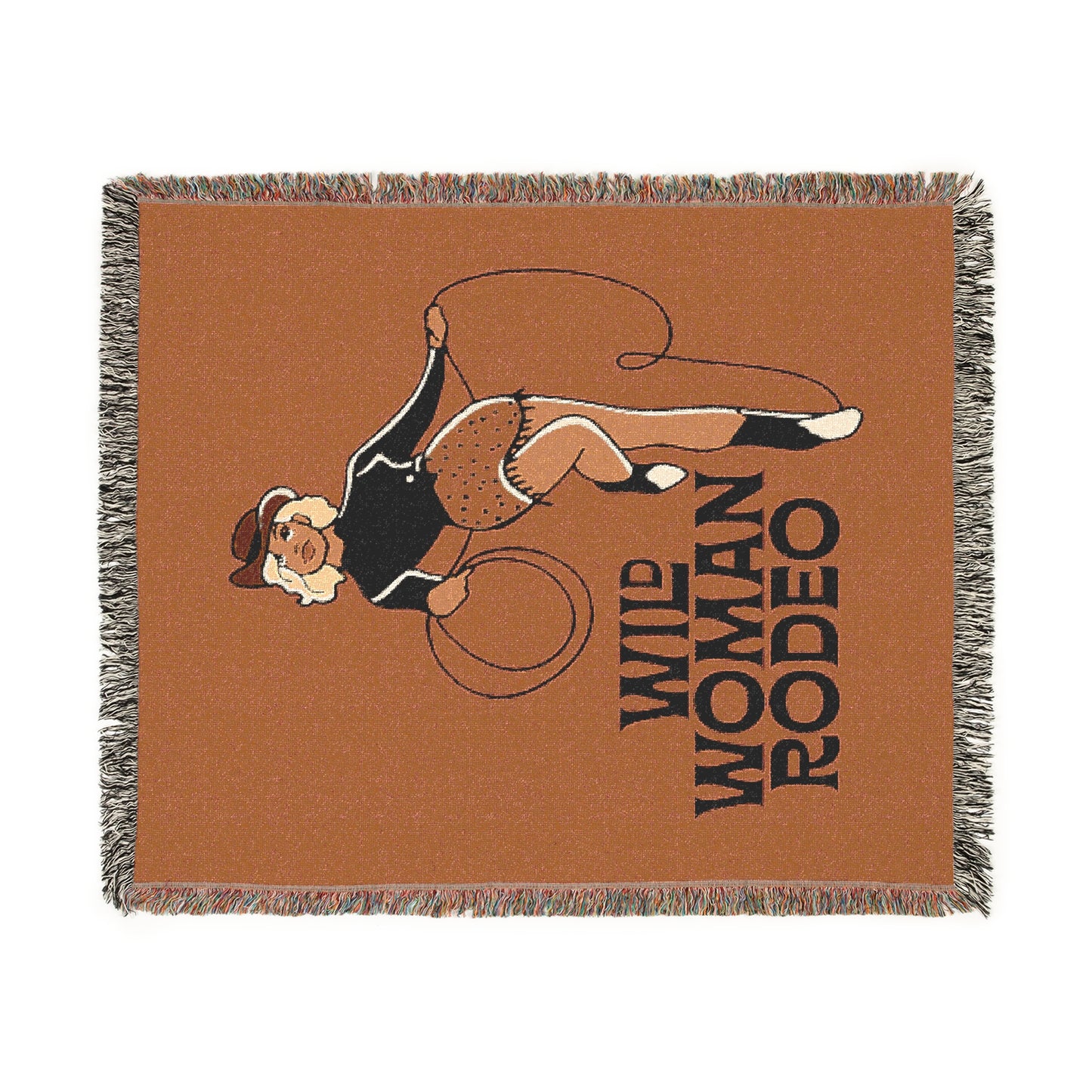 Wild Woman Rodeo Woven Blanket - Orange