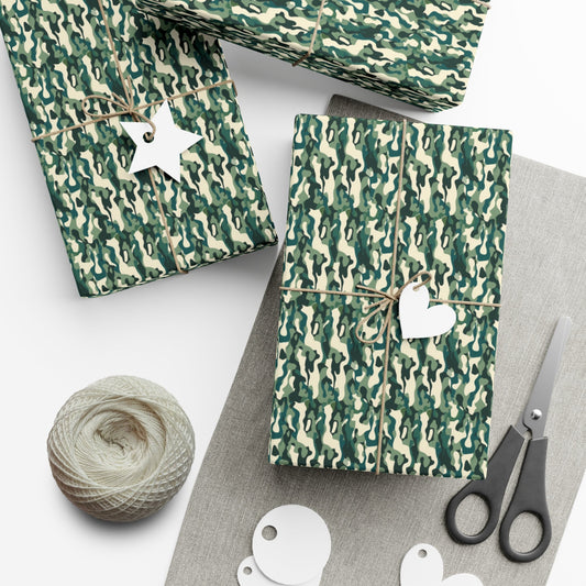 Green Military Camo Gift Wrap Paper