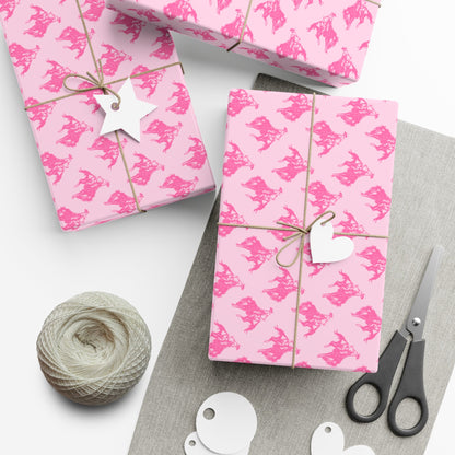 Pink Rodeo Cowboy Gift Wrap Paper