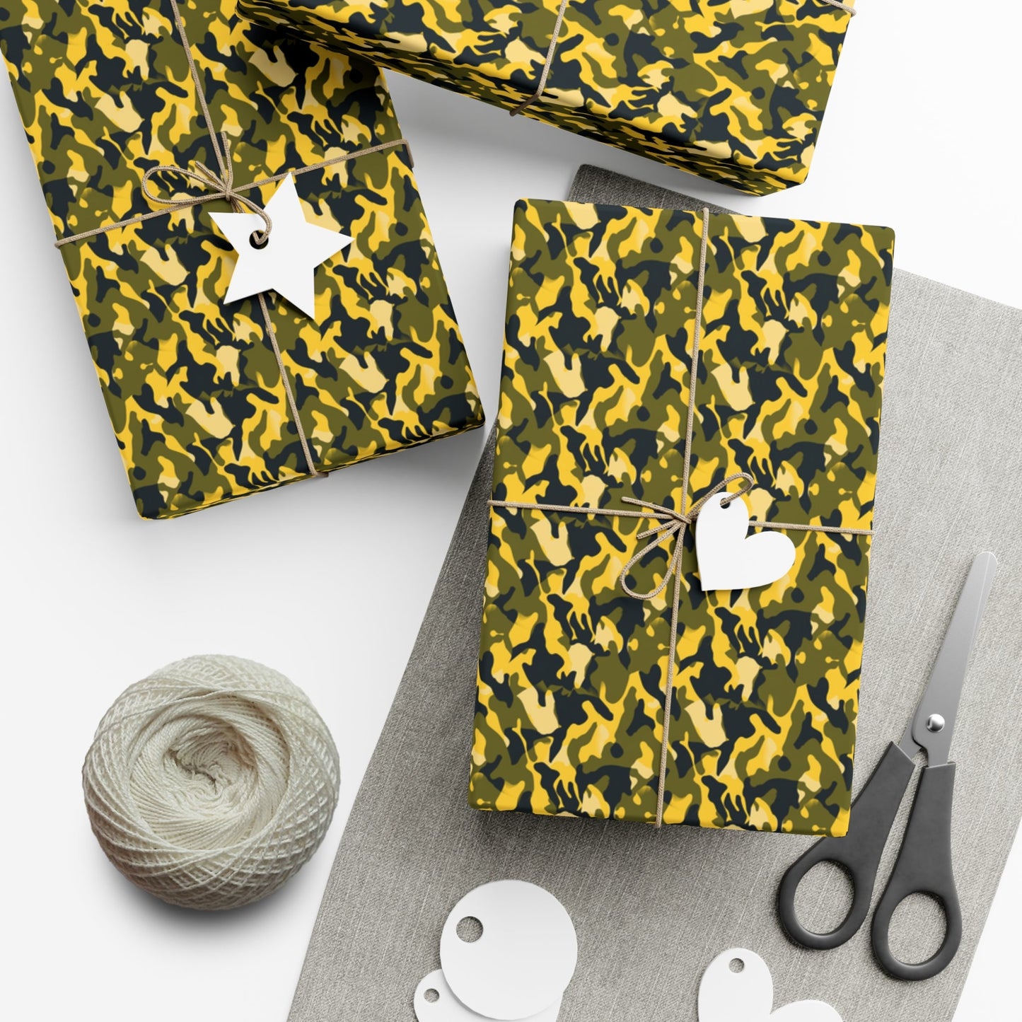 Yellow Green Black Military Camo Gift Wrap Paper