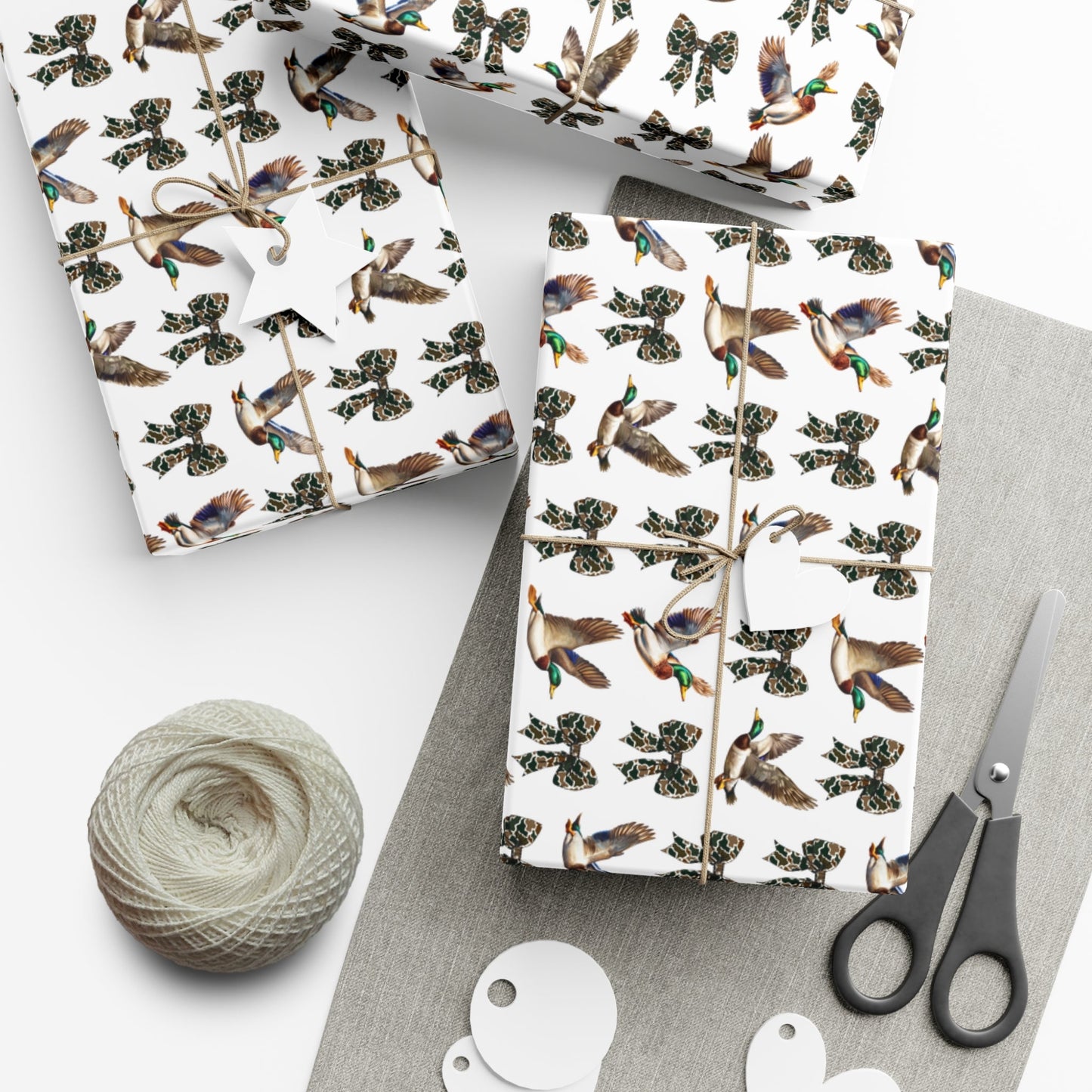 Mallard Duck and Camo Bows Gift Wrap Papers