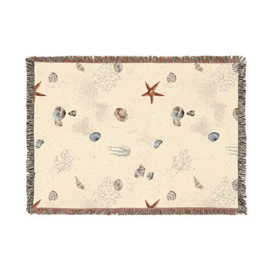 Sand Coral and Shells Woven Blanket