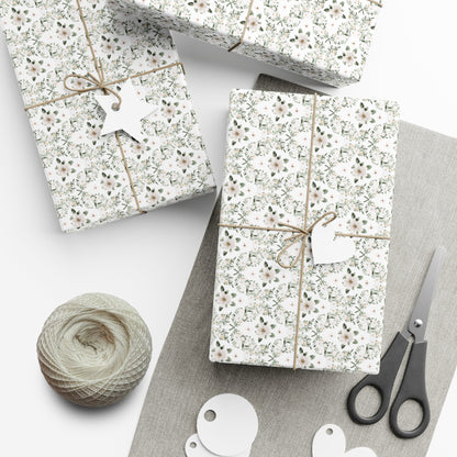 White Flowers Gift Wrap Papers