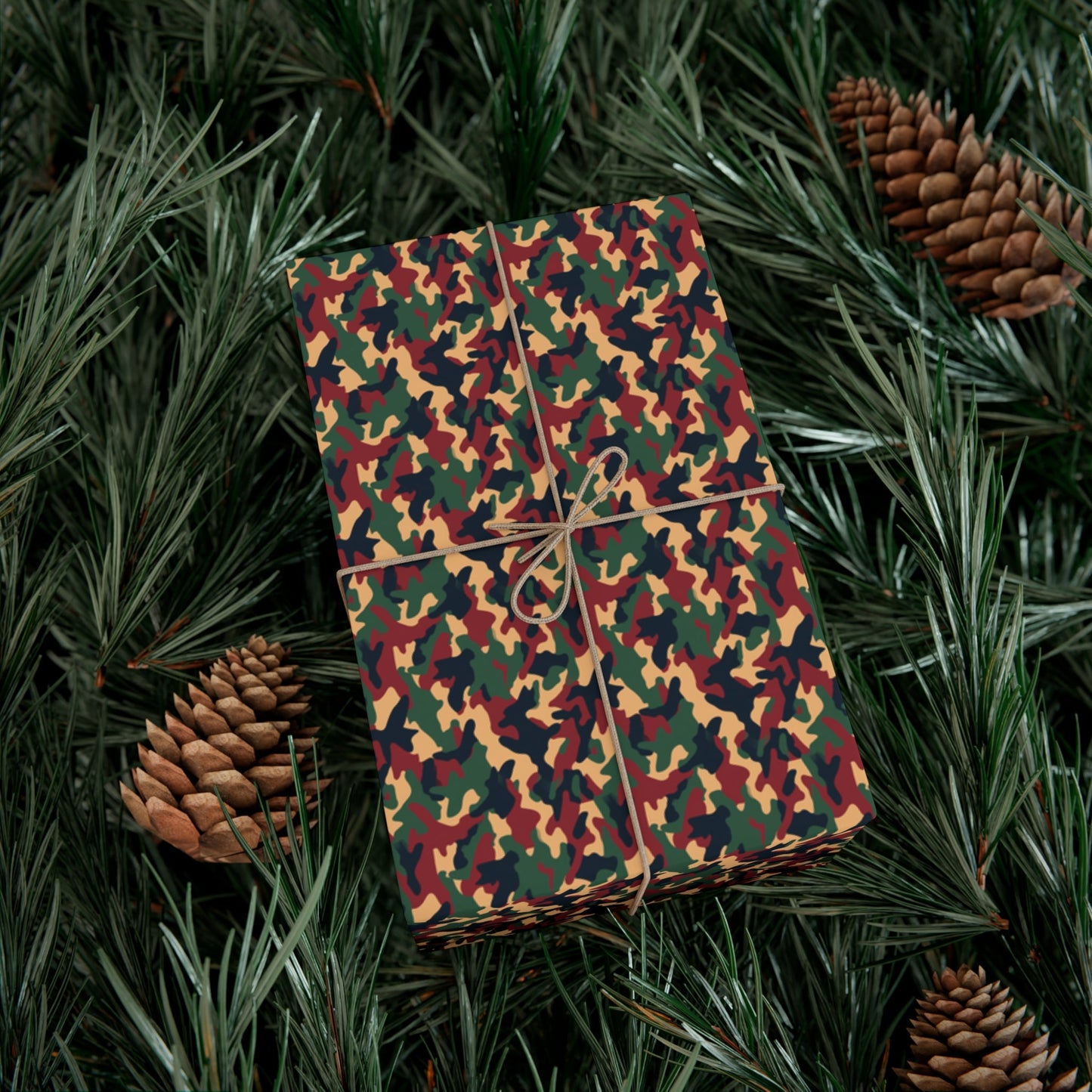 Brown Green Red Military Camo Gift Wrap Paper