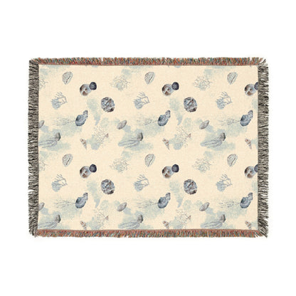 Water Coral and Shells Woven Blanket