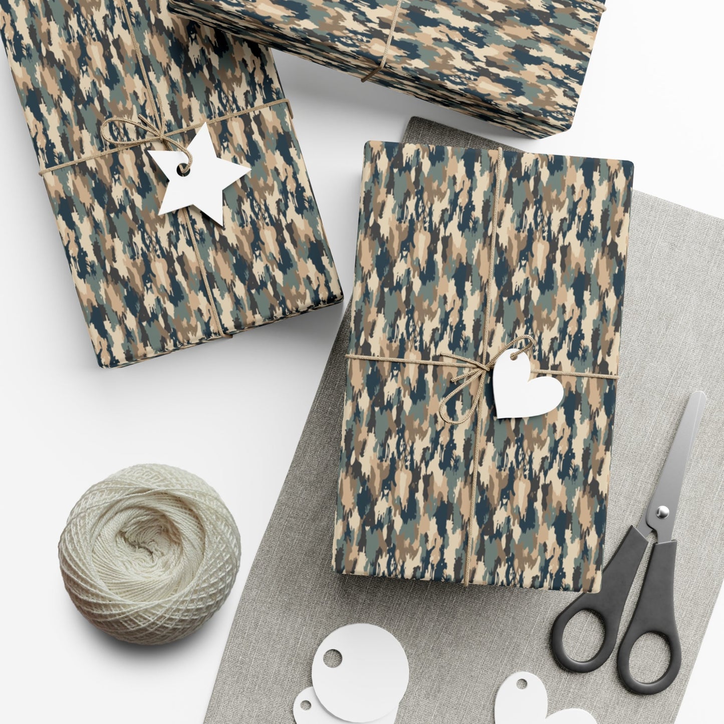 Brown Green Black Smudge Military Camo Gift Wrap Paper