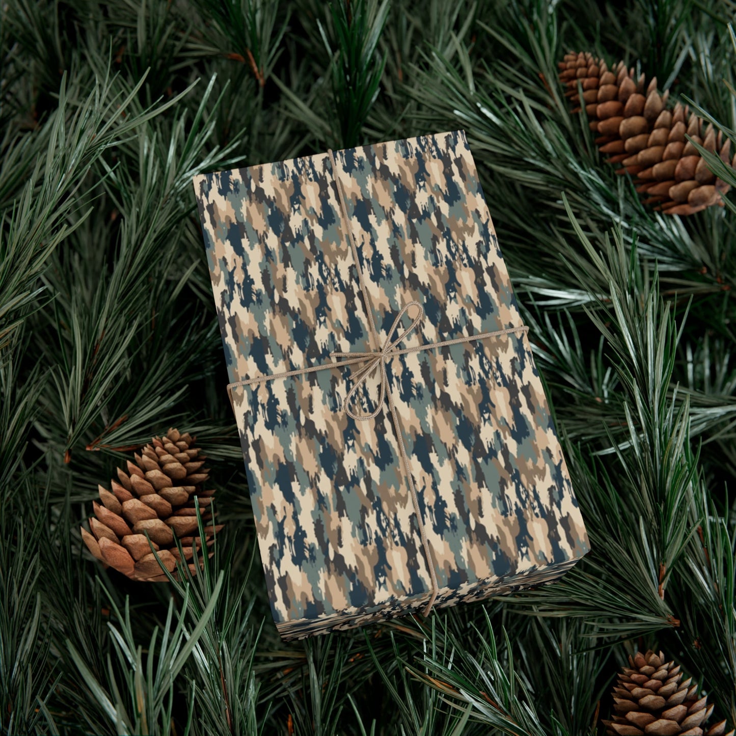 Brown Green Black Smudge Military Camo Gift Wrap Paper