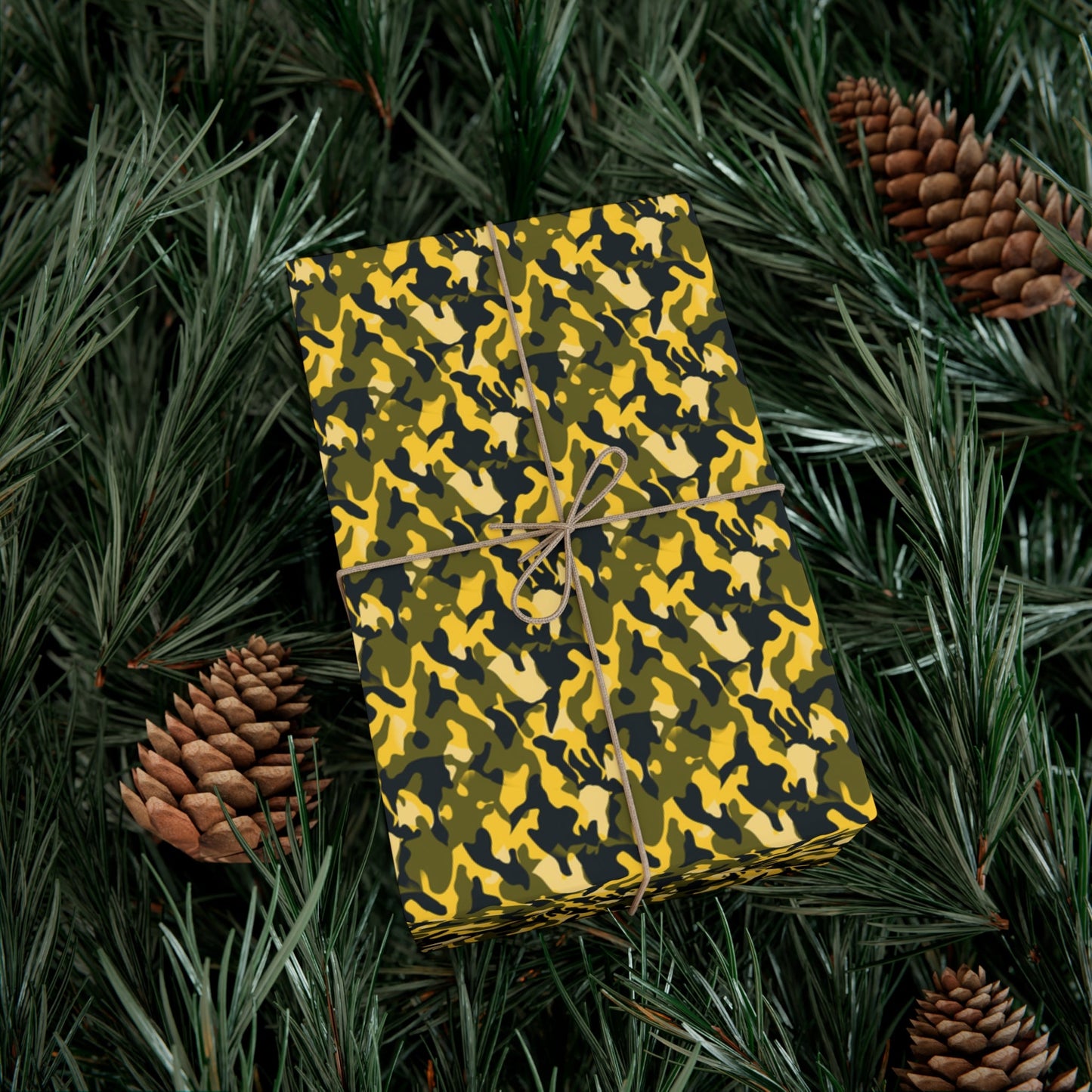 Yellow Green Black Military Camo Gift Wrap Paper