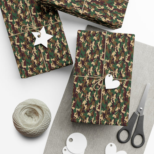 Brown Green Black Military Camo Gift Wrap Paper