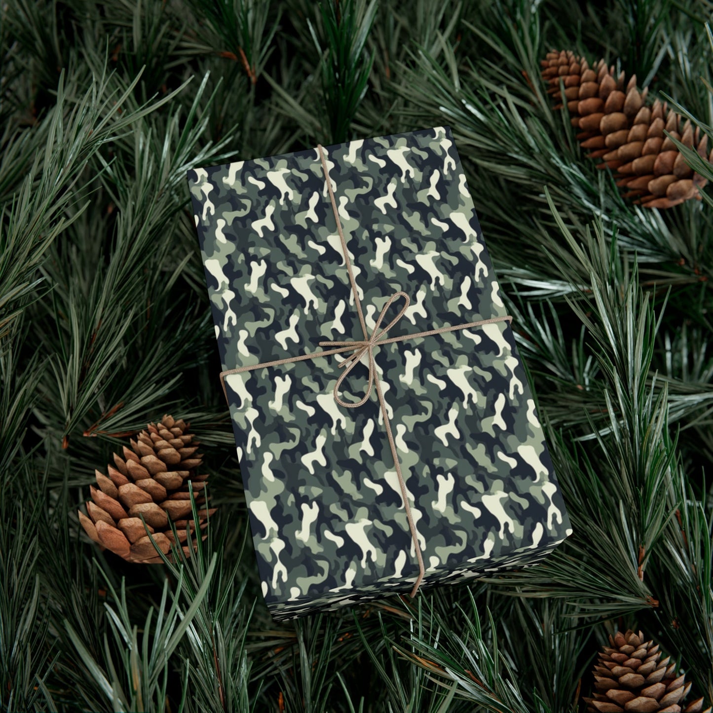 Dark Green Military Camo Gift Wrap Paper