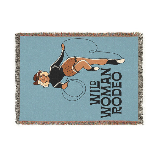 Wild Woman Rodeo Woven Blanket - Light Blue