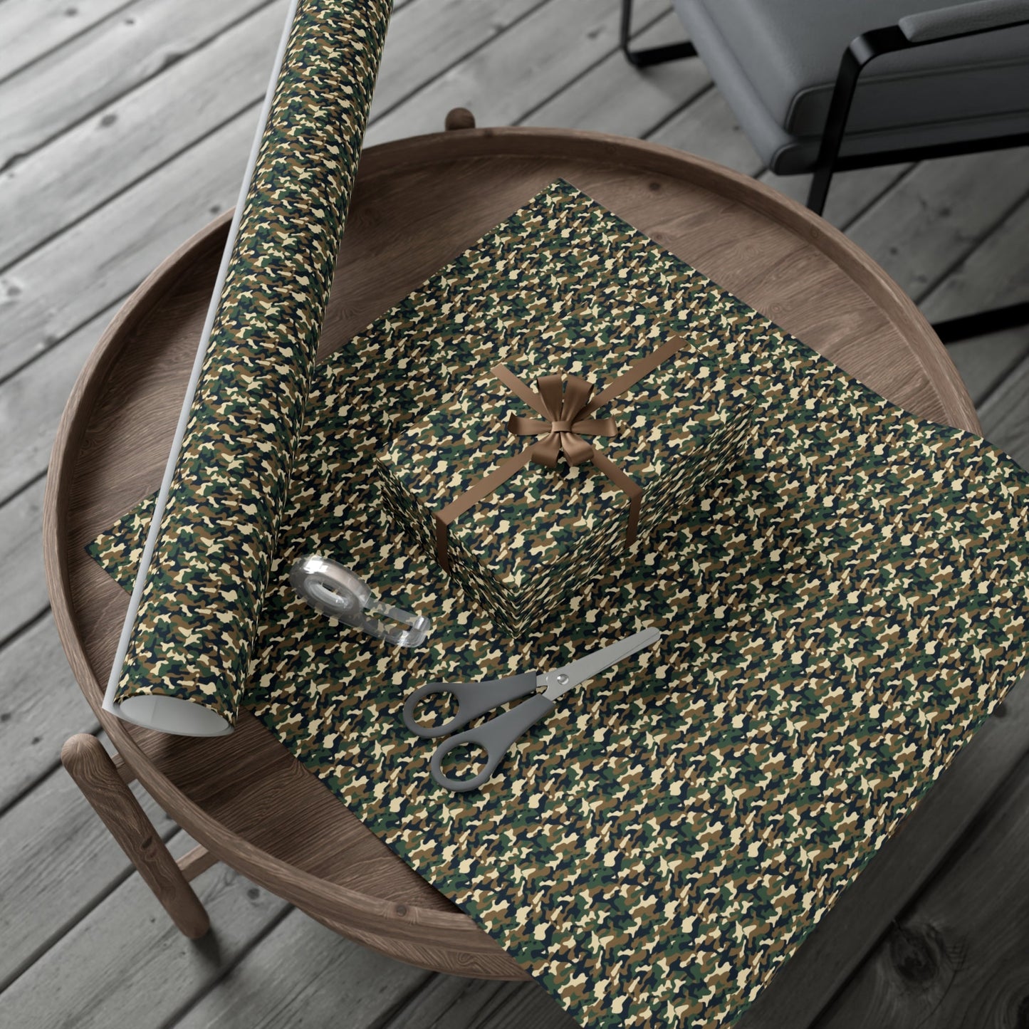 Brown Green Black Military Camo Gift Wrap Paper