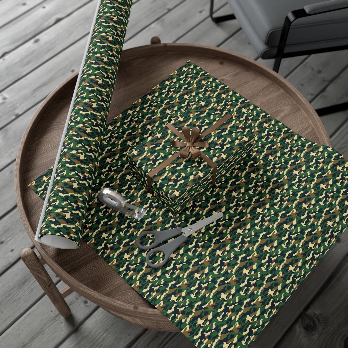 Brown Green Black Military Camo Gift Wrap Paper