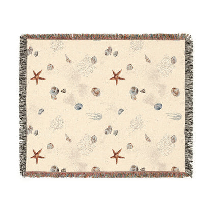 Sand Coral and Shells Woven Blanket