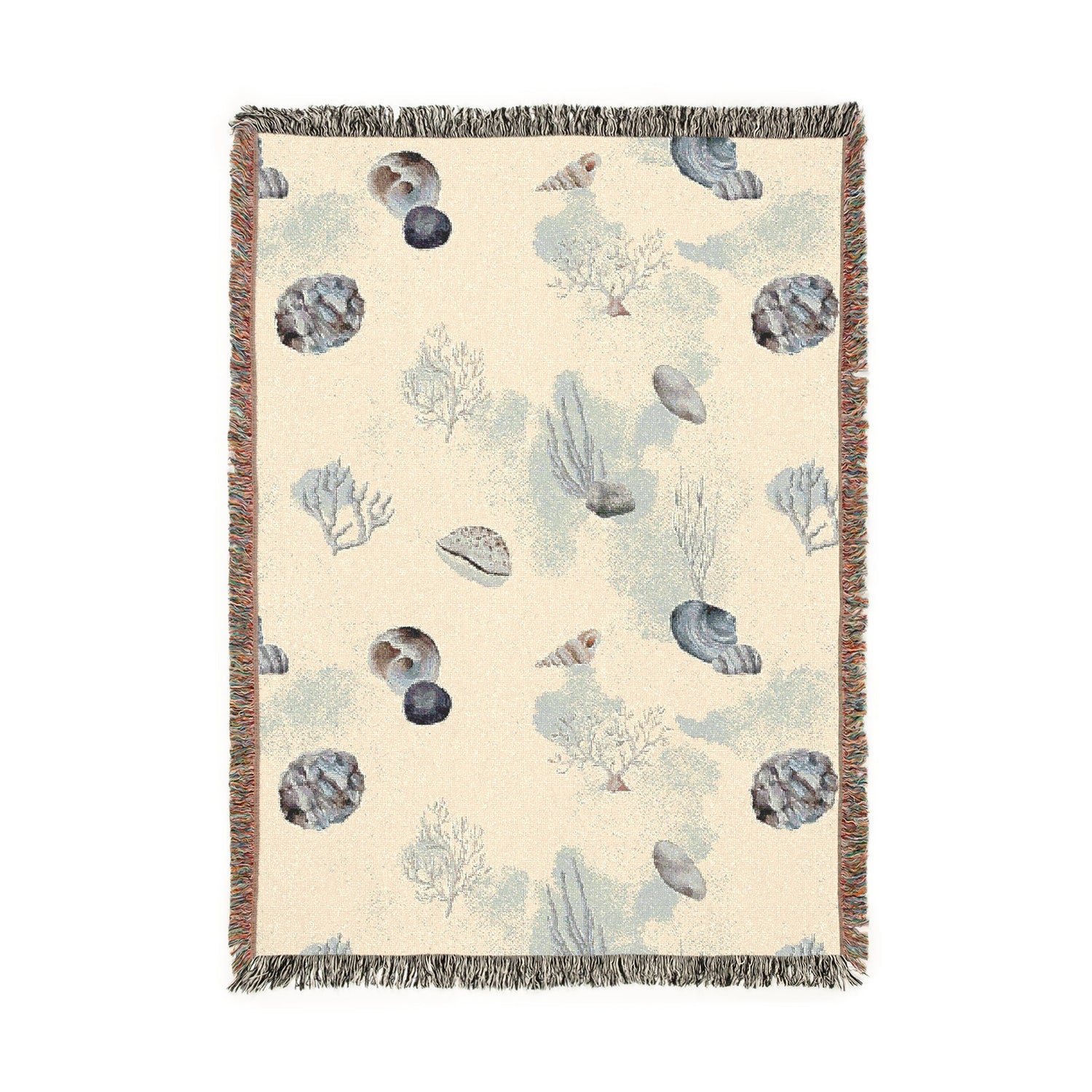 Water Coral and Shells Woven Blanket - miles to shore