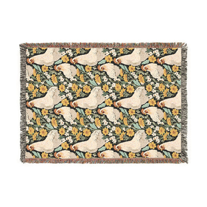 Chickens and Wild Flowers Woven Blanket