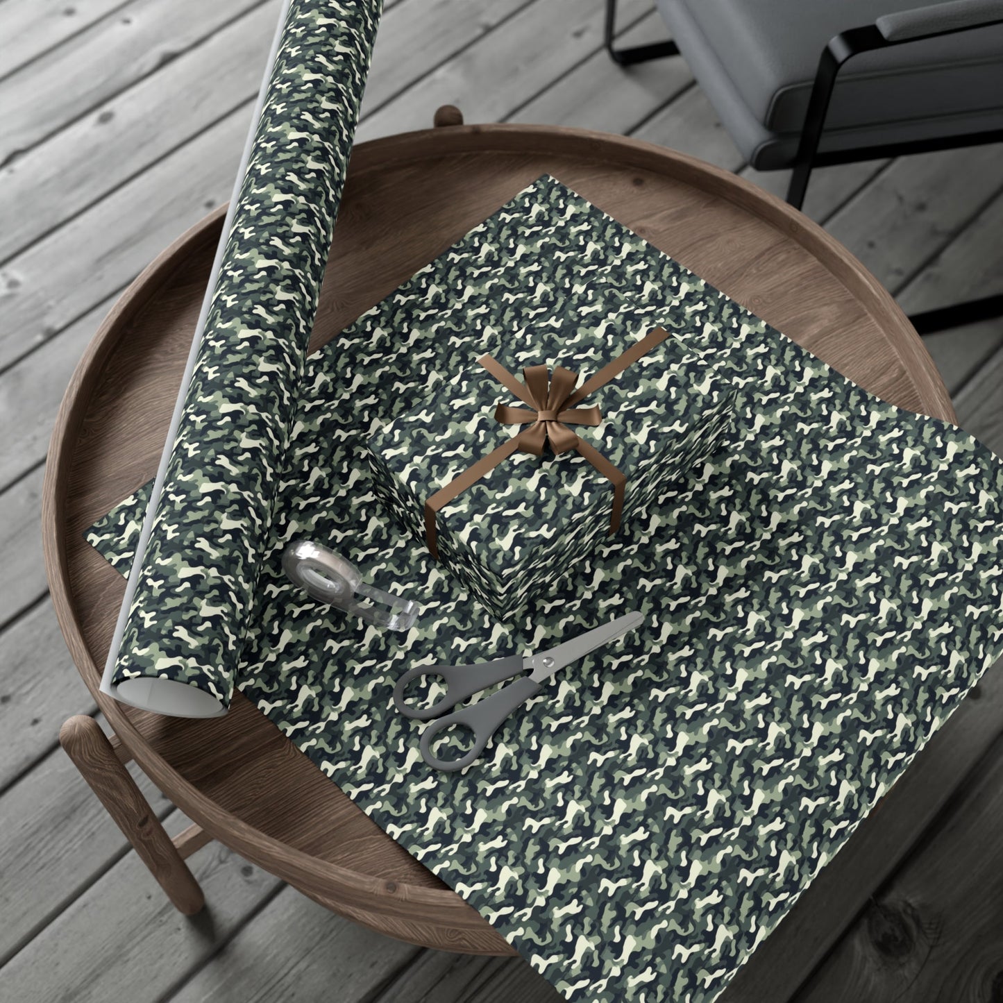 Dark Green Military Camo Gift Wrap Paper