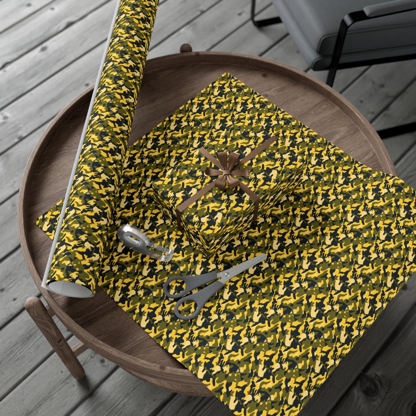 Yellow Green Black Military Camo Gift Wrap Paper