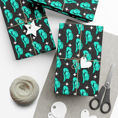 Western Cowboy Hat Sparkle Gift Wrap Paper