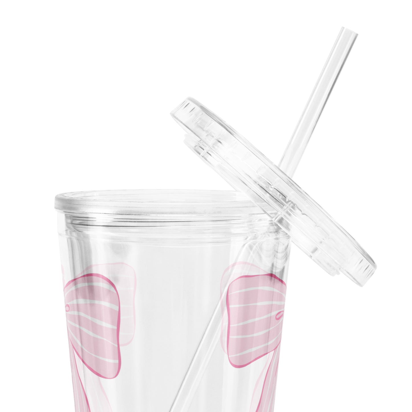 Charleston SC Pink Stripes Bow Clear Plastic Tumbler